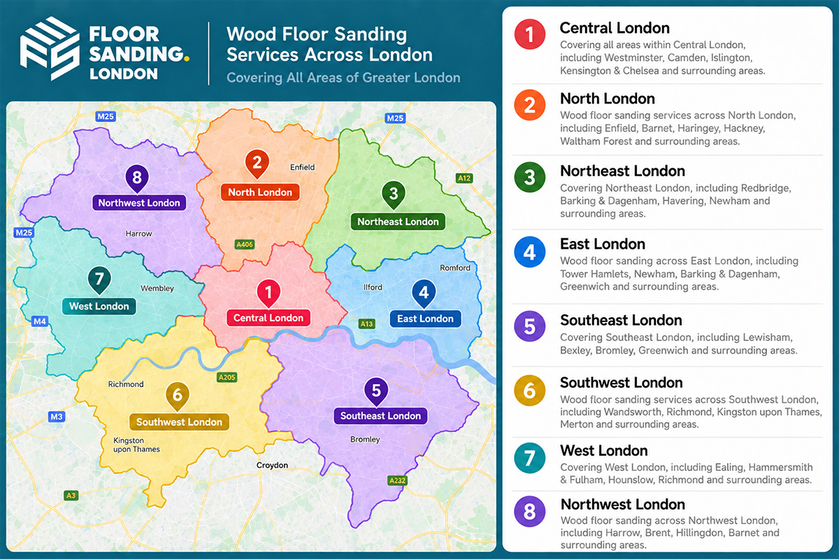 Floorsanding London Areas, Which We Are Covering