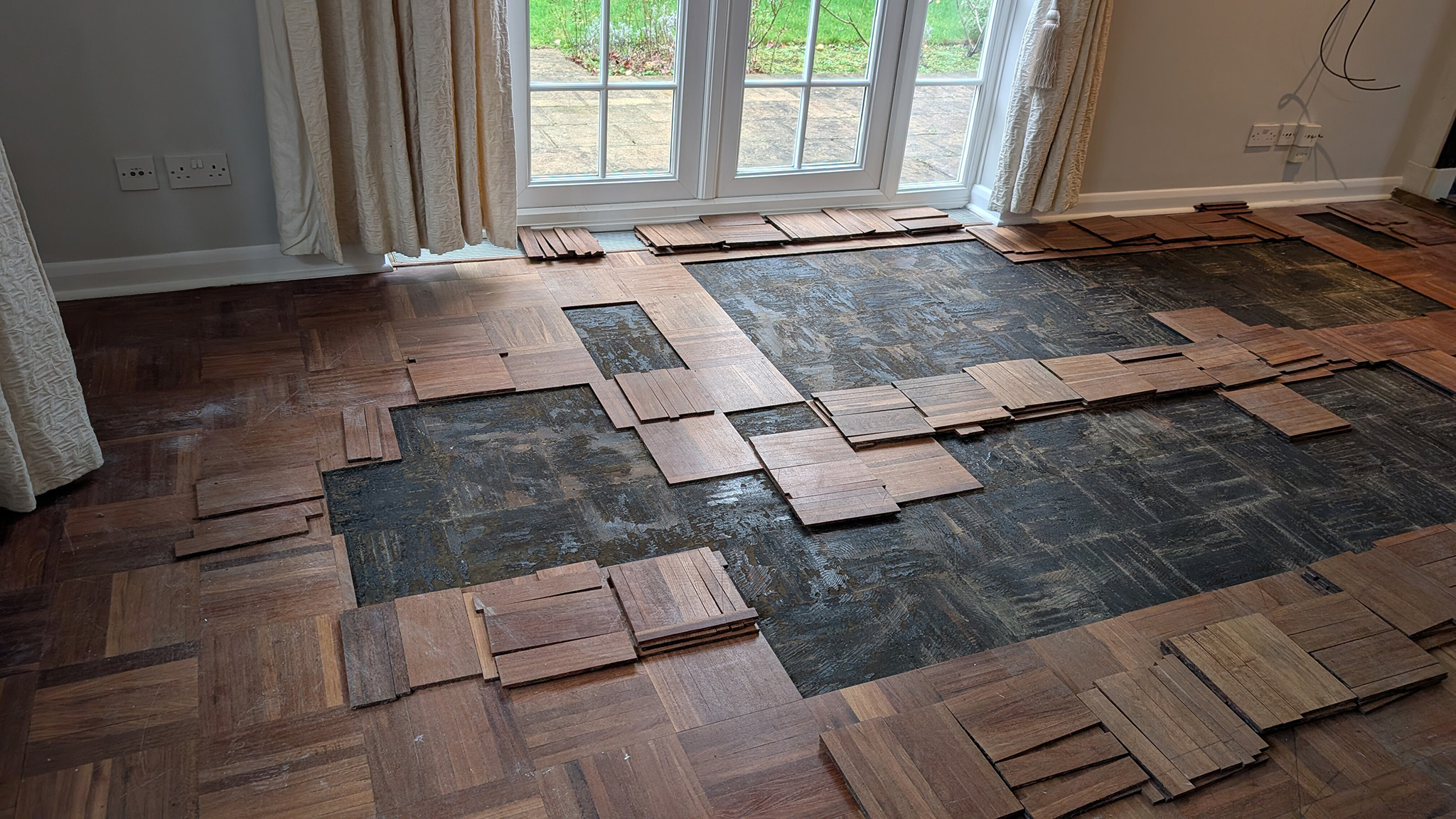 Before the Restoration of Merbau Parquet Flooring - Kingston