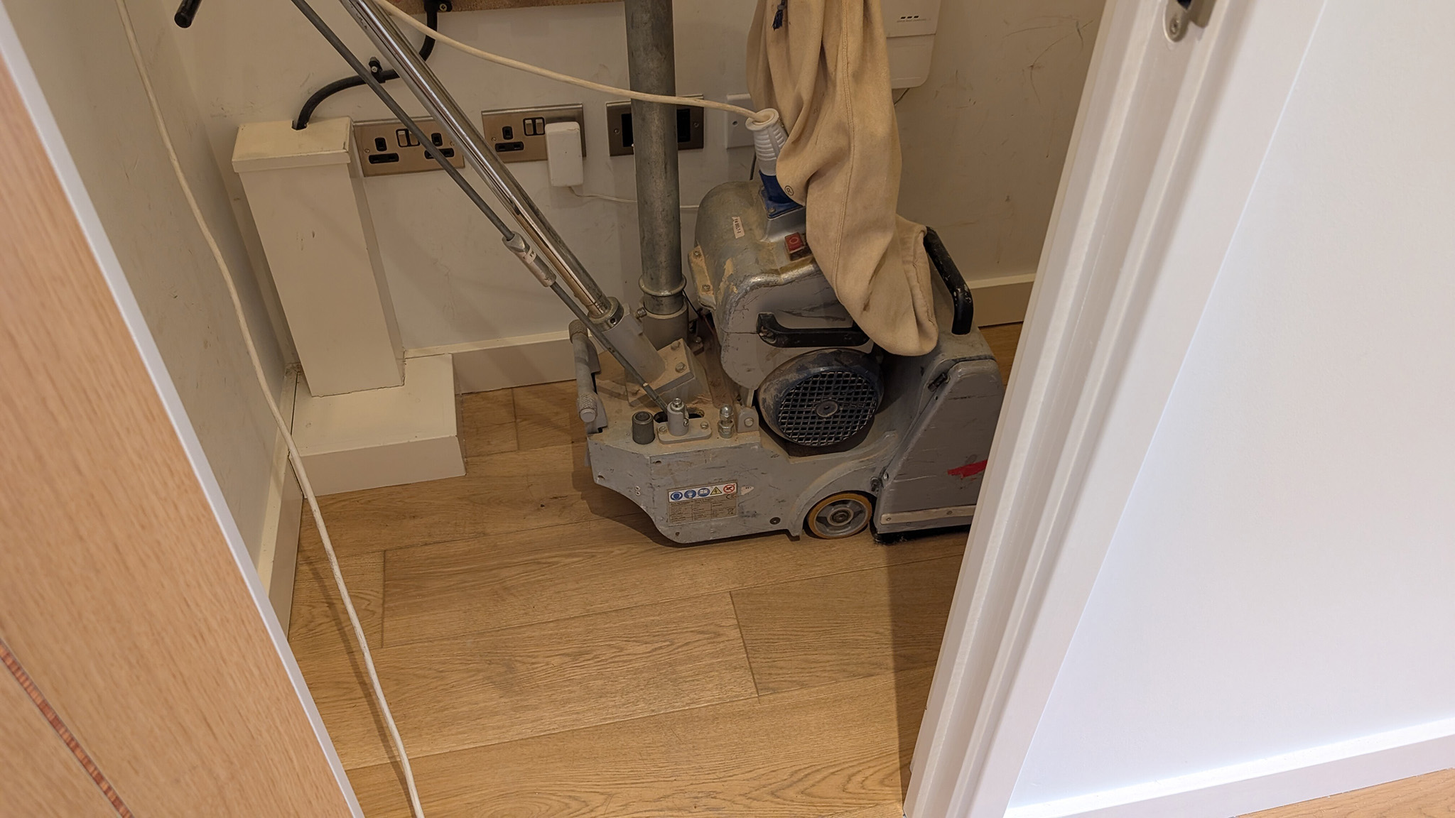 Professional Wood Floor Restoration in Progress