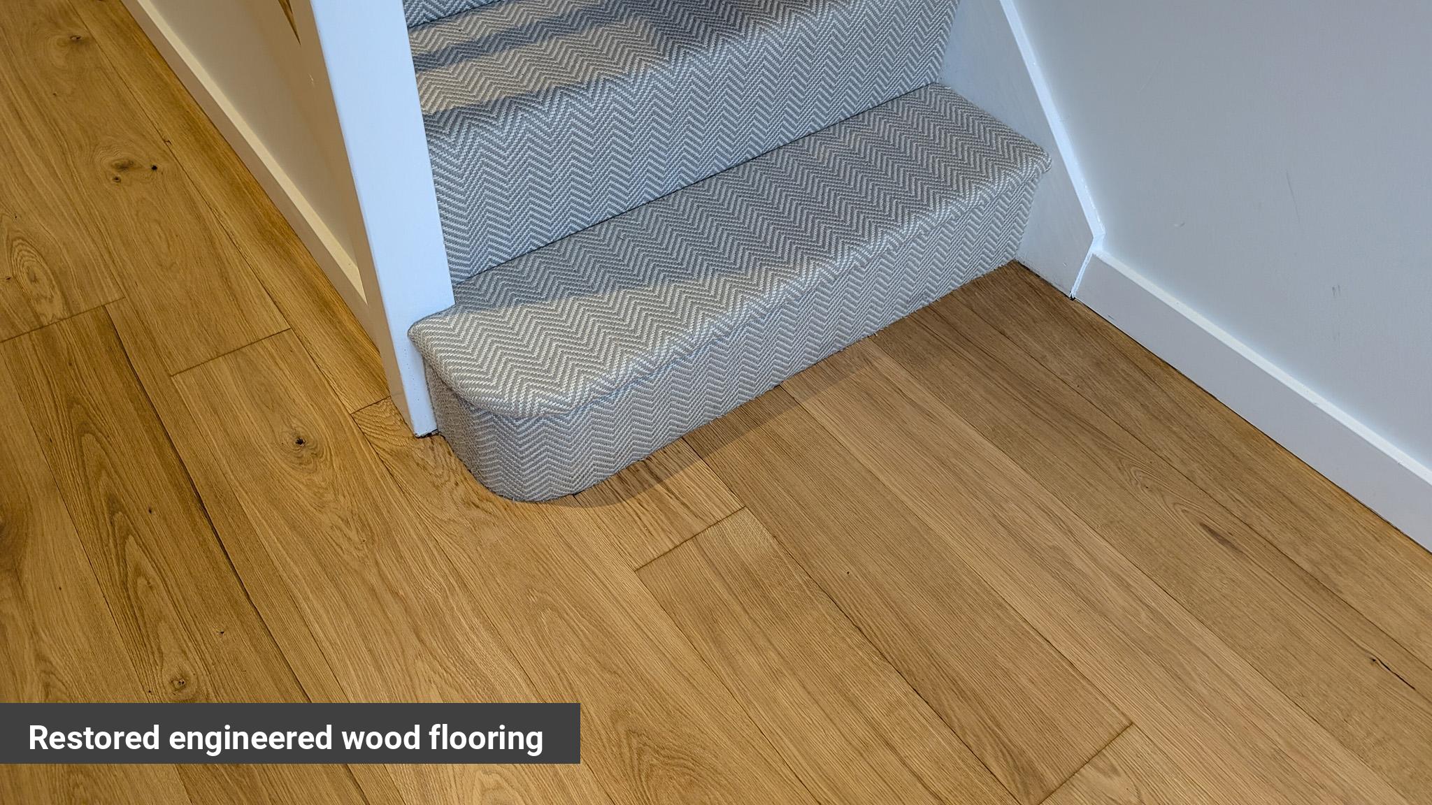 Restored engineered wood flooring