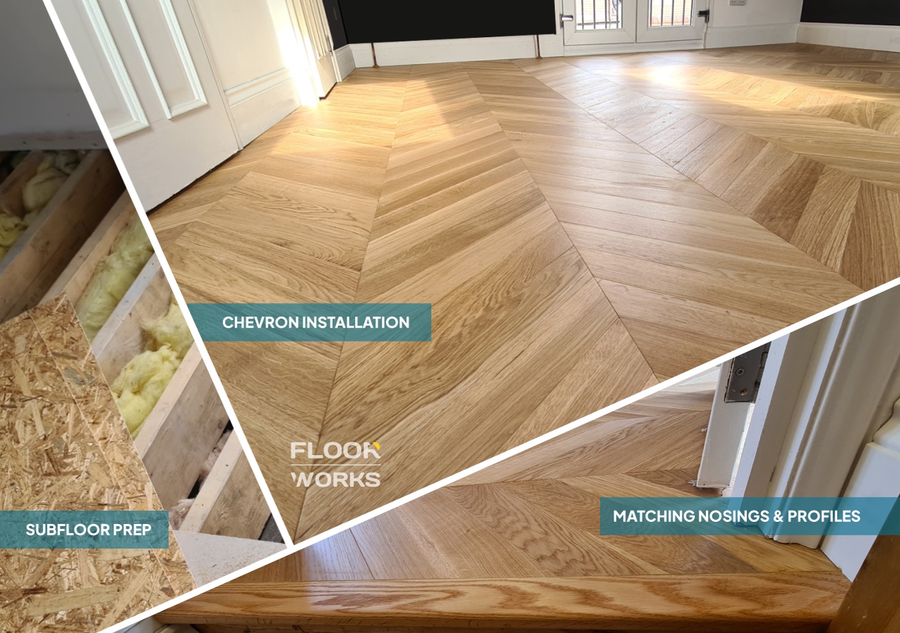Chevron Parquet Flooring Laying Project