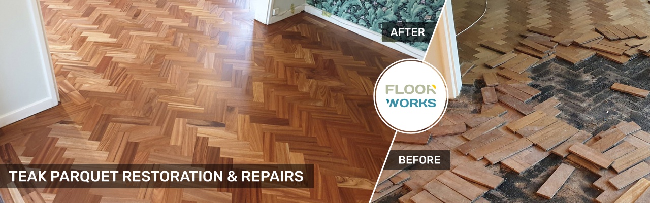 Teak Parquet Flooring Restoration & Repairs by Floorworks
