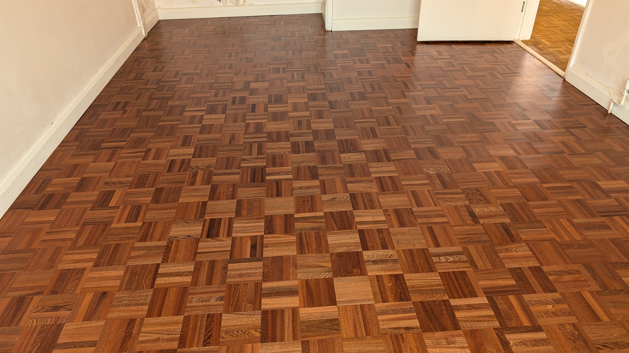 Finished restoration of mosaic parquet finger blocks - Blackheath
