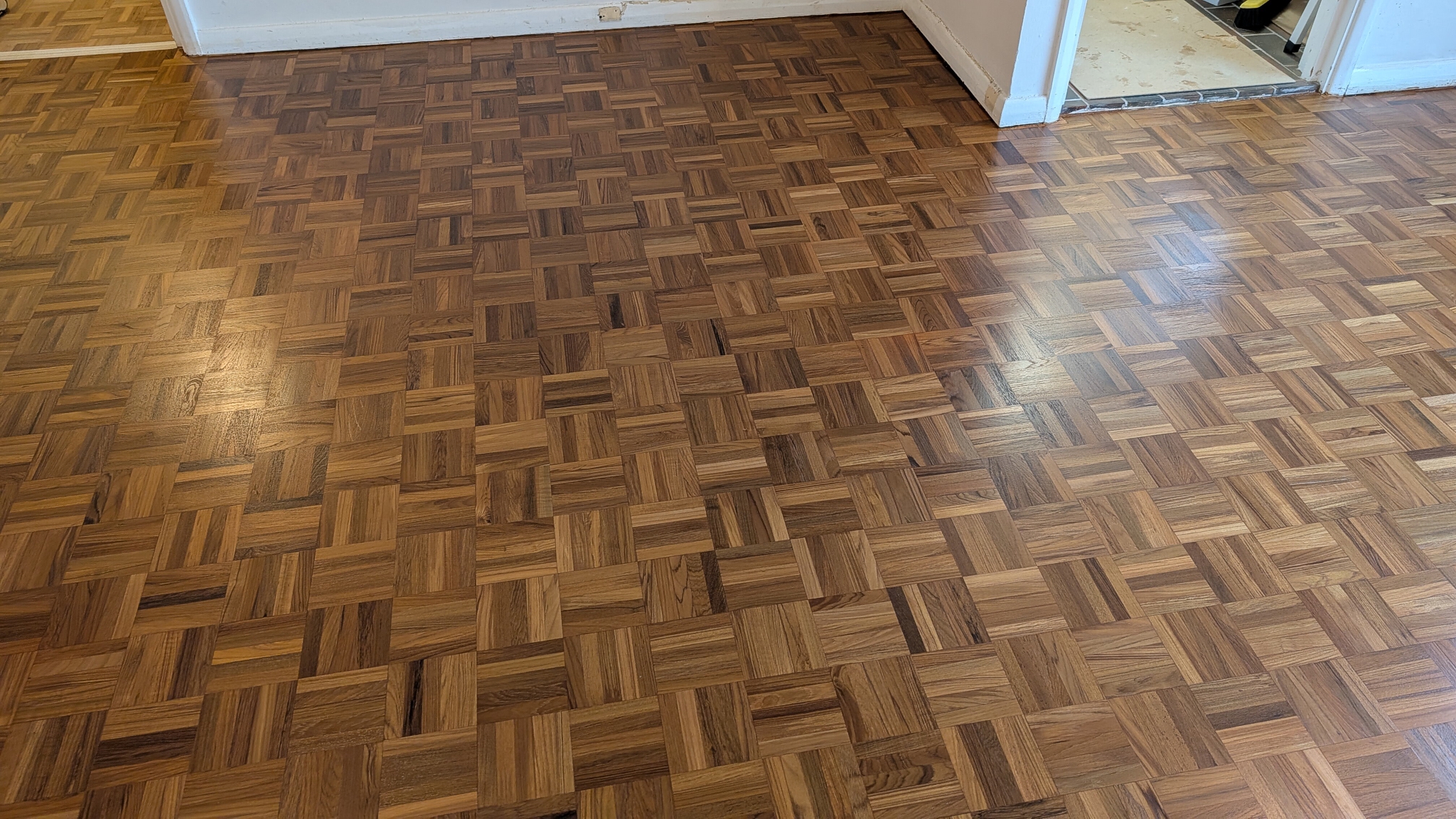 Mosaic parquet fingers restoration complete - Blackheath
