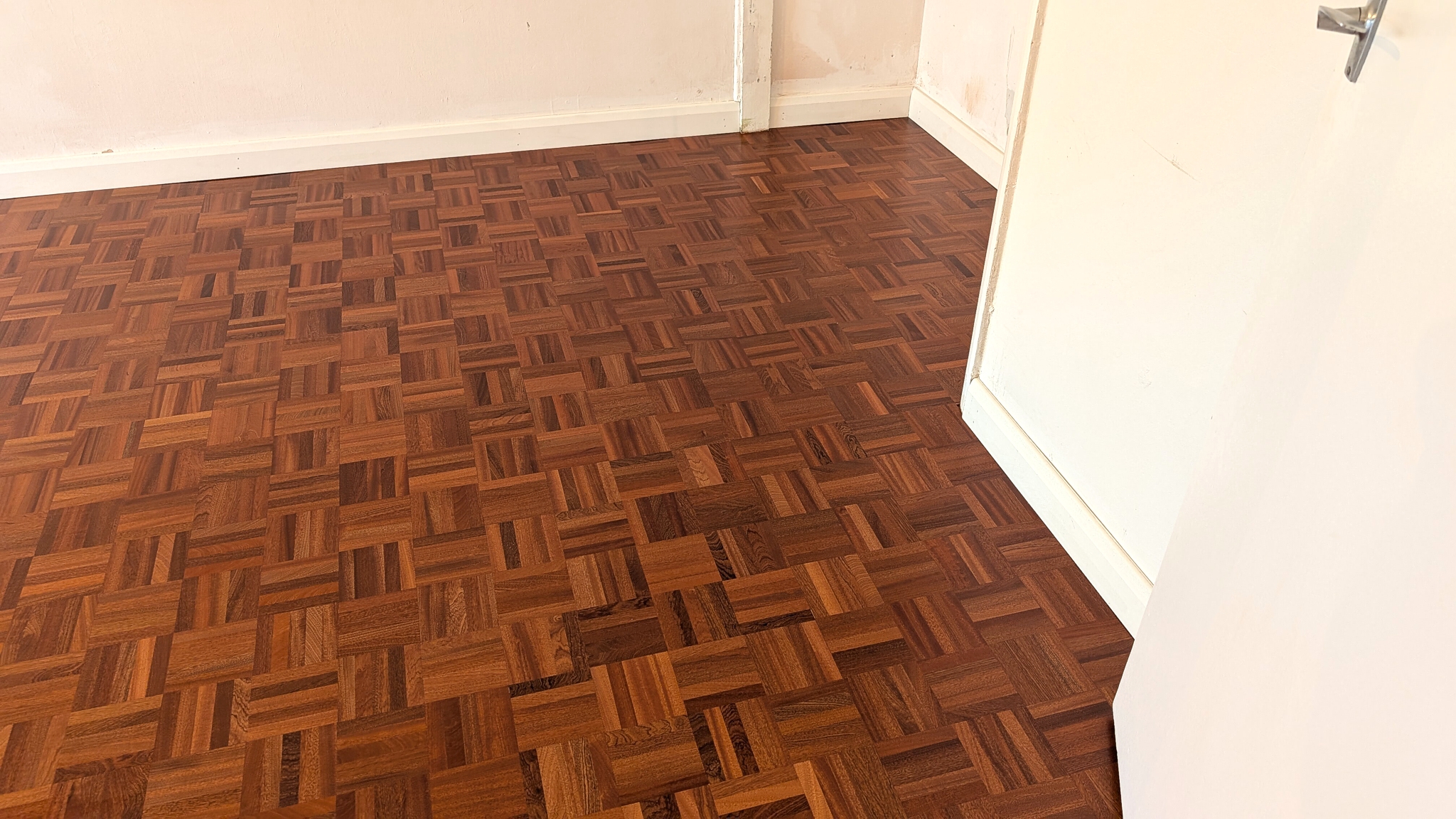 Completed mosaic parquet finger block restoration - Blackheath