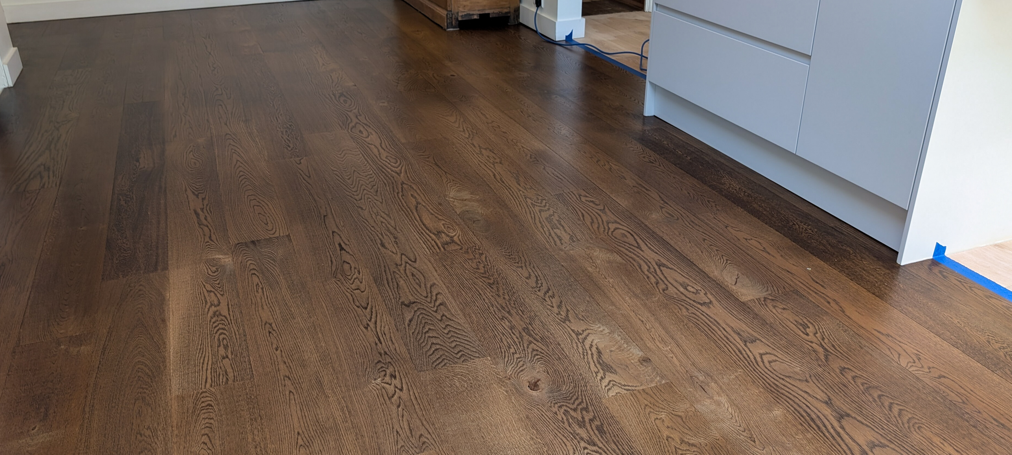 Oak Flooring Finished in Jacobean Oak - Hampton Wick