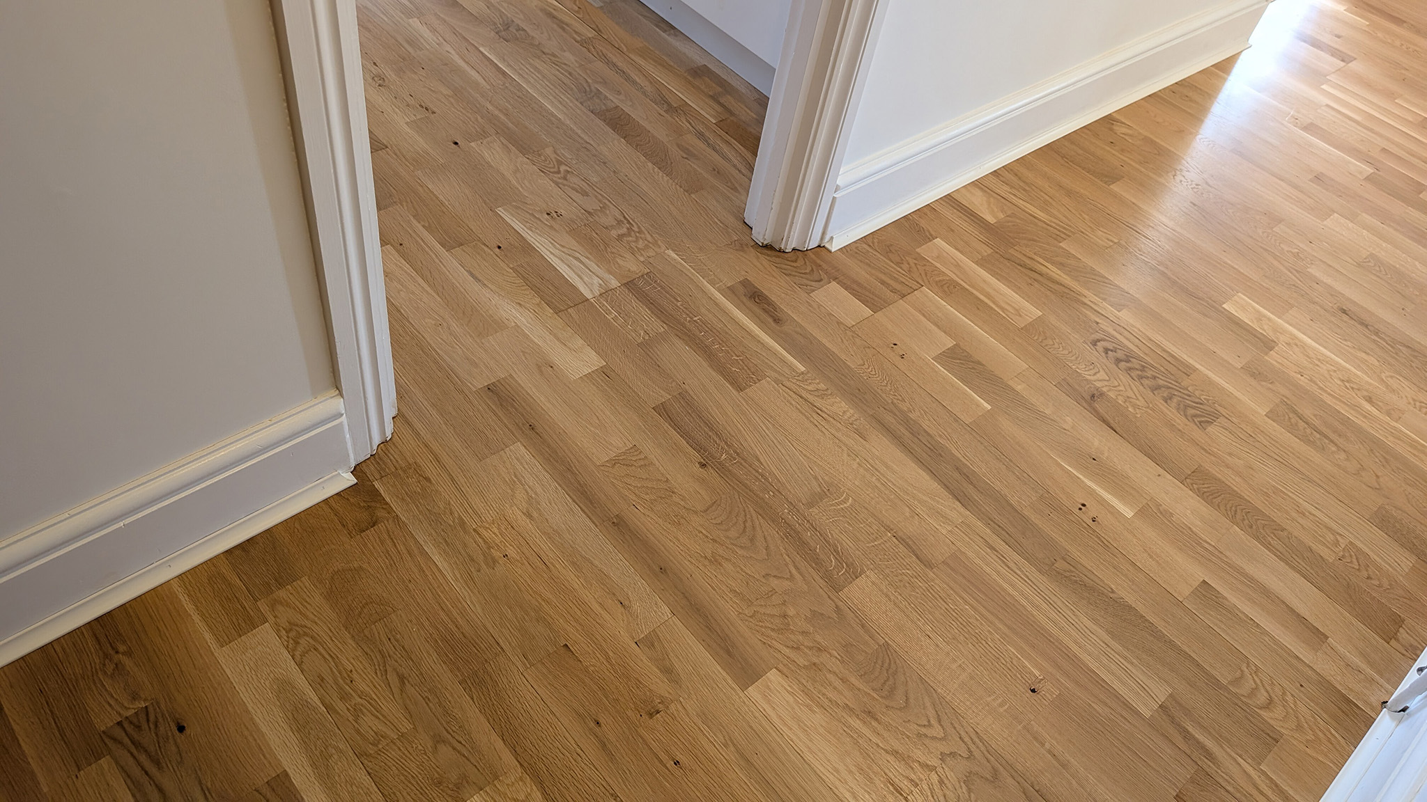 3-strip engineered oak floors restoration - Epsom