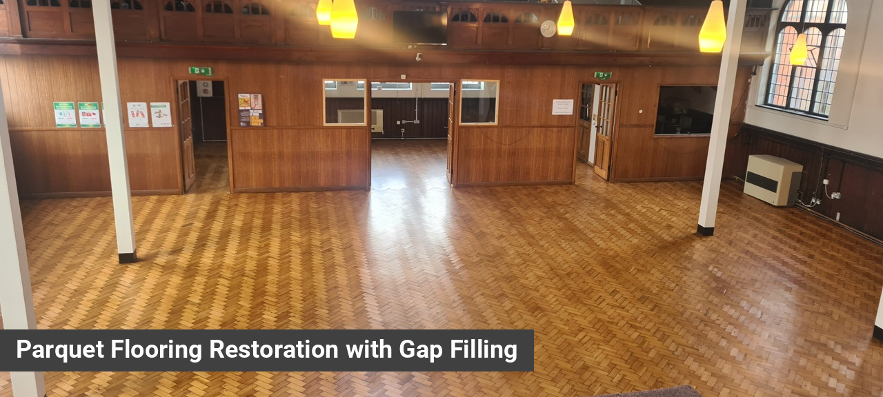 Parquet Flooring Restoration with Gap Filling