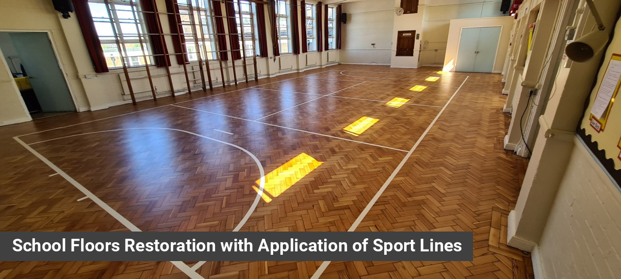 School Floors Restoration with Application of Sport Lines