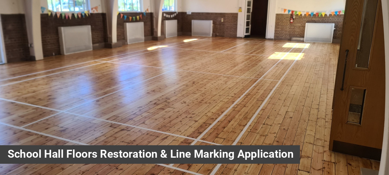 School Hall Floors Restoration & Line Marking Application